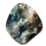 Green Black Inner Worlds Of Marble III - Asymmetric Metal Wall Art