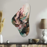 Pink Green Inner Worlds Of Marble III - Asymmetric Metal Wall Art