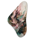 Pink Green Inner Worlds Of Marble III - Asymmetric Metal Wall Art