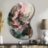 Pink Green Inner Worlds Of Marble III - Asymmetric Metal Wall Art