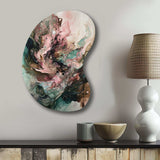 Pink Green Inner Worlds Of Marble III - Asymmetric Metal Wall Art