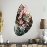 Pink Green Inner Worlds Of Marble III - Asymmetric Metal Wall Art