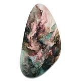 Pink Green Inner Worlds Of Marble III - Asymmetric Metal Wall Art