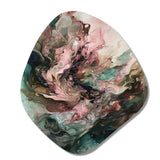 Pink Green Inner Worlds Of Marble III - Asymmetric Metal Wall Art