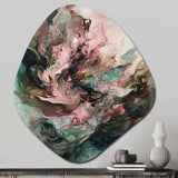 Pink Green Inner Worlds Of Marble III - Asymmetric Metal Wall Art