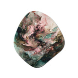 Pink Green Inner Worlds Of Marble III - Asymmetric Metal Wall Art