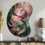 Pink Green Inner Worlds Of Marble IV - Asymmetric Metal Wall Art