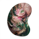 Pink Green Inner Worlds Of Marble IV - Asymmetric Metal Wall Art