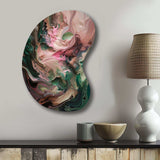 Pink Green Inner Worlds Of Marble IV - Asymmetric Metal Wall Art