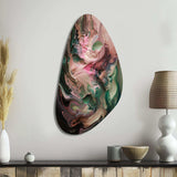 Pink Green Inner Worlds Of Marble IV - Asymmetric Metal Wall Art