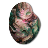 Pink Green Inner Worlds Of Marble IV - Asymmetric Metal Wall Art