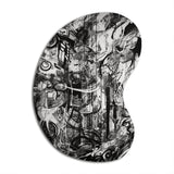 Black And White Graffiti Cosmic II - Asymmetric Metal Wall Art