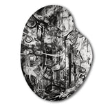 Black And White Graffiti Cosmic II - Asymmetric Metal Wall Art