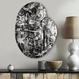 Black And White Graffiti Cosmic II - Asymmetric Metal Wall Art