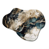 Blue Beige Marbled Dreamscape I - Asymmetric Metal Wall Art