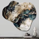 Blue Beige Marbled Dreamscape I - Asymmetric Metal Wall Art