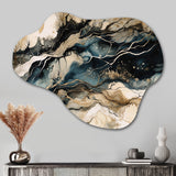 Blue Beige Marbled Dreamscape III - Asymmetric Metal Wall Art