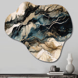 Blue Beige Marbled Dreamscape III - Asymmetric Metal Wall Art