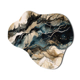 Blue Beige Marbled Dreamscape III - Asymmetric Metal Wall Art