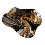 Gold Black Marbled Dreamscape II - Asymmetric Metal Wall Art