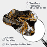 Gold Black Marbled Dreamscape II - Asymmetric Metal Wall Art