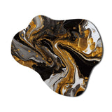 Gold Black Marbled Dreamscape II - Asymmetric Metal Wall Art