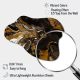 Gold Black Marbled Dreamscape III - Asymmetric Metal Wall Art