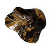 Gold Black Marbled Dreamscape III - Asymmetric Metal Wall Art