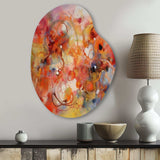 Orange Red Marbled Dreamscape II - Asymmetric Metal Wall Art