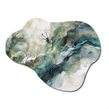 Green Blue Marbled Dreamscape I - Asymmetric Metal Wall Art