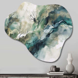 Green Blue Marbled Dreamscape I - Asymmetric Metal Wall Art