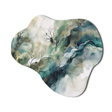 Green Blue Marbled Dreamscape I - Asymmetric Metal Wall Art