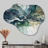 Green Blue Marbled Dreamscape II - Asymmetric Metal Wall Art