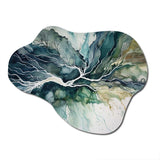 Green Blue Marbled Dreamscape II - Asymmetric Metal Wall Art