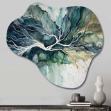 Green Blue Marbled Dreamscape II - Asymmetric Metal Wall Art