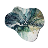 Green Blue Marbled Dreamscape II - Asymmetric Metal Wall Art