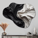 Black White Marbled Dreamscape V - Asymmetric Metal Wall Art