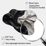 Black White Marbled Dreamscape V - Asymmetric Metal Wall Art