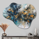 Blue Gold Captivating Liquid Ink - Asymmetric Metal Wall Art