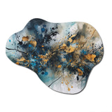 Blue Gold Captivating Liquid Ink - Asymmetric Metal Wall Art