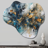 Blue Gold Captivating Liquid Ink - Asymmetric Metal Wall Art