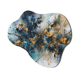 Blue Gold Captivating Liquid Ink - Asymmetric Metal Wall Art