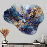 Gold Purple Captivating Liquid Ink I - Asymmetric Metal Wall Art