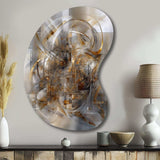 Grey Gold Captivating Liquid Ink - Asymmetric Metal Wall Art