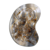 Grey Gold Captivating Liquid Ink - Asymmetric Metal Wall Art