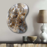 Grey Gold Captivating Liquid Ink - Asymmetric Metal Wall Art