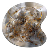 Grey Gold Captivating Liquid Ink - Asymmetric Metal Wall Art