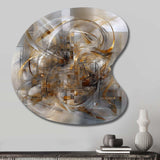 Grey Gold Captivating Liquid Ink - Asymmetric Metal Wall Art