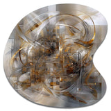 Grey Gold Captivating Liquid Ink - Asymmetric Metal Wall Art