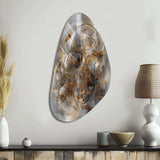 Grey Gold Captivating Liquid Ink - Asymmetric Metal Wall Art